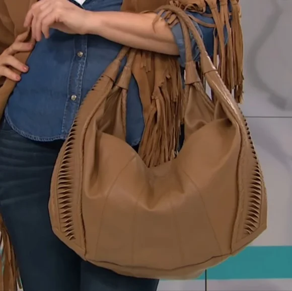 Clever Cariage Company St. Tropez Handcrafted Leather Hobo light brown